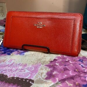 Coach F54007 red‎ Stefano leather accordion Wallet coin purse card holder roomy